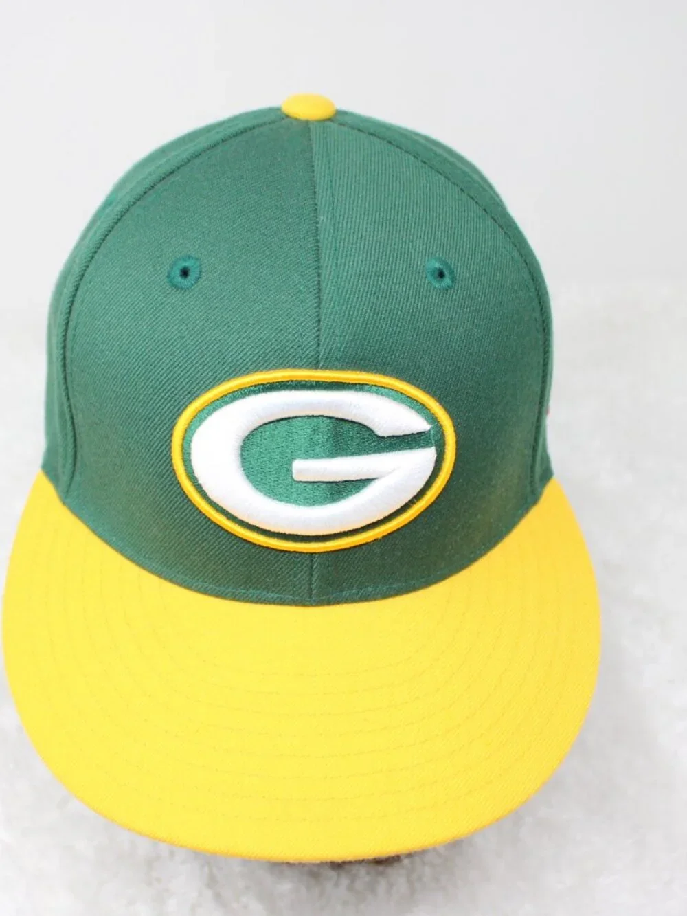 Green Bay Packers Hat Fitted 7 Green/Yellow Mitchell & Ness 100% Wool NFL Cap